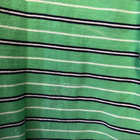 Chaps Green Black & White Striped Polo Shirt - Picture 5 of 5